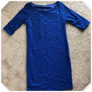 3/4 sleeve royal blue lace maternity dress